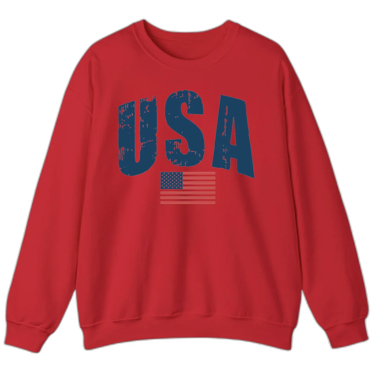 USA Patriotic Flag Distressed Sweatshirt in Red