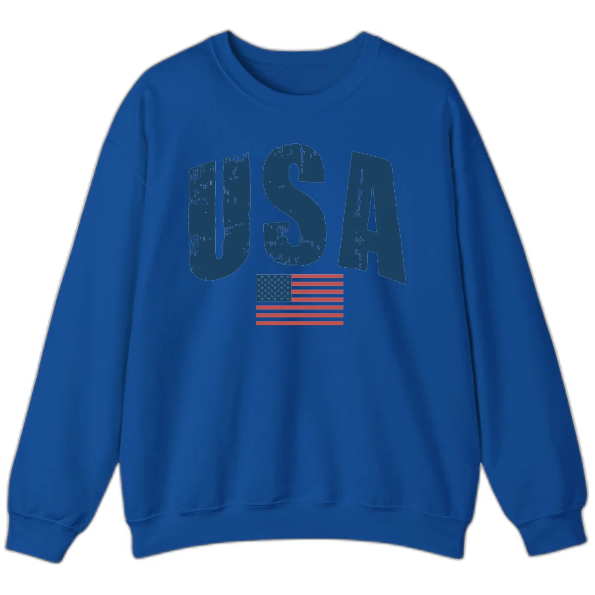 USA Patriotic Flag Distressed Sweatshirt in Royal