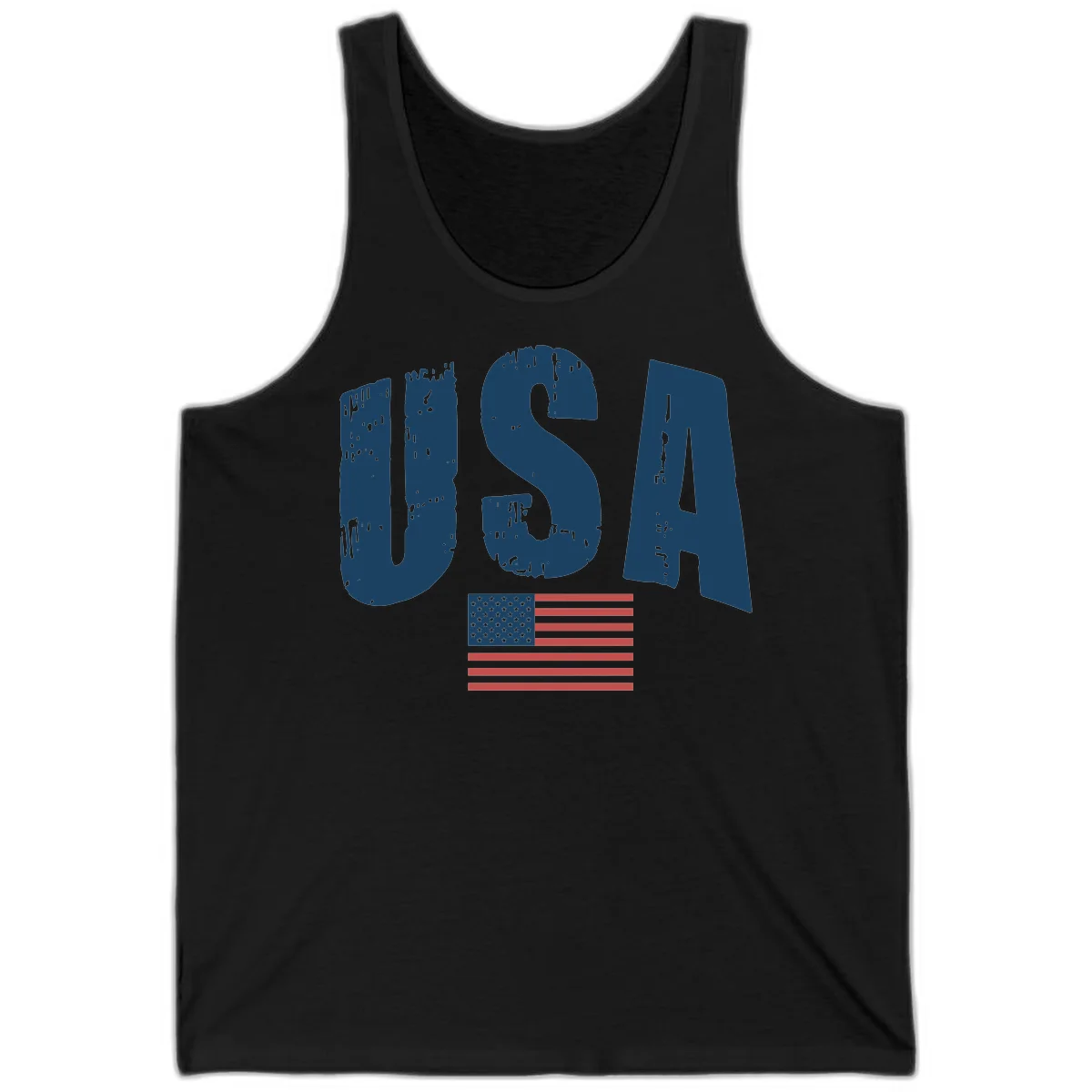 USA Patriotic Flag Distressed Tank in Black