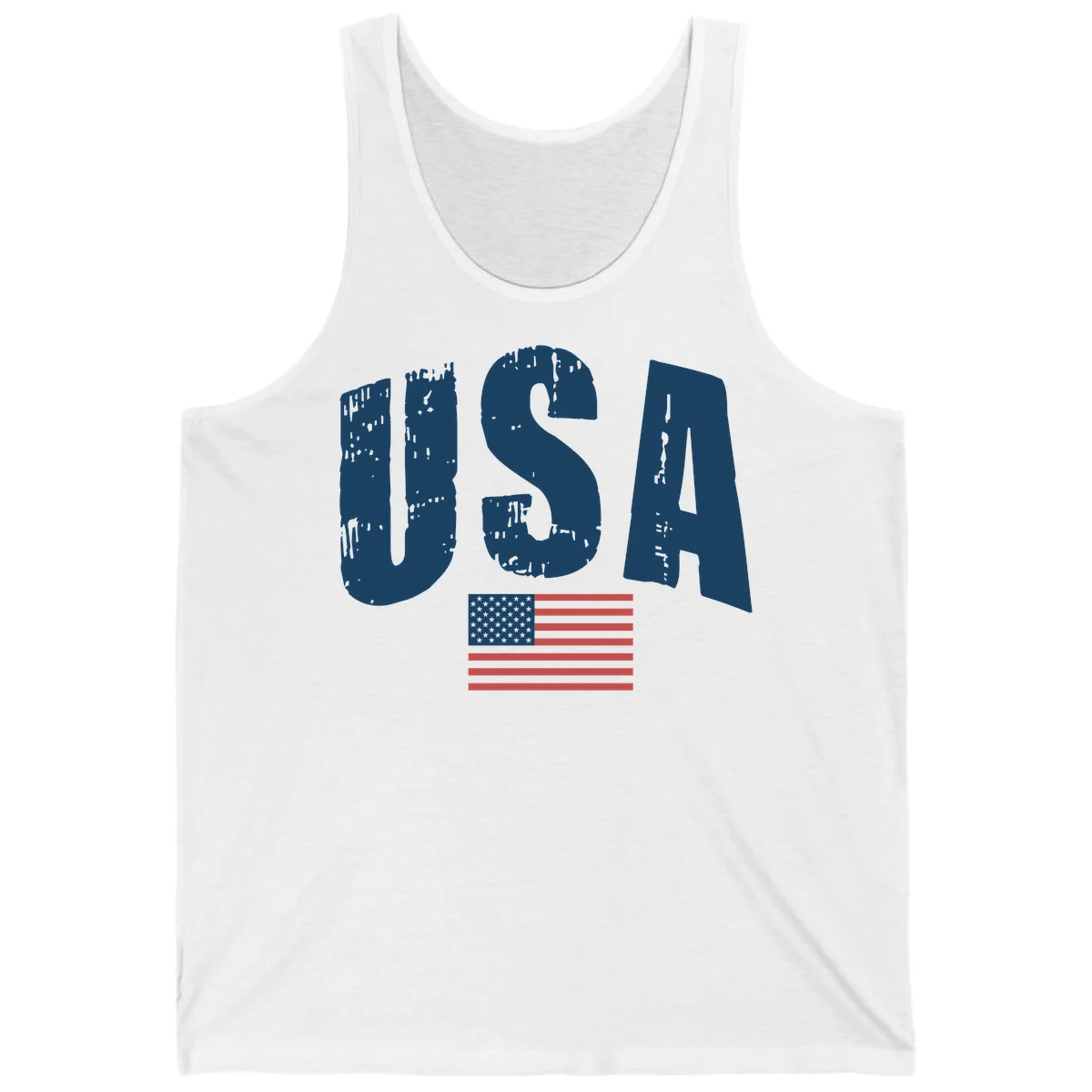 USA Patriotic Flag Distressed Tank in White
