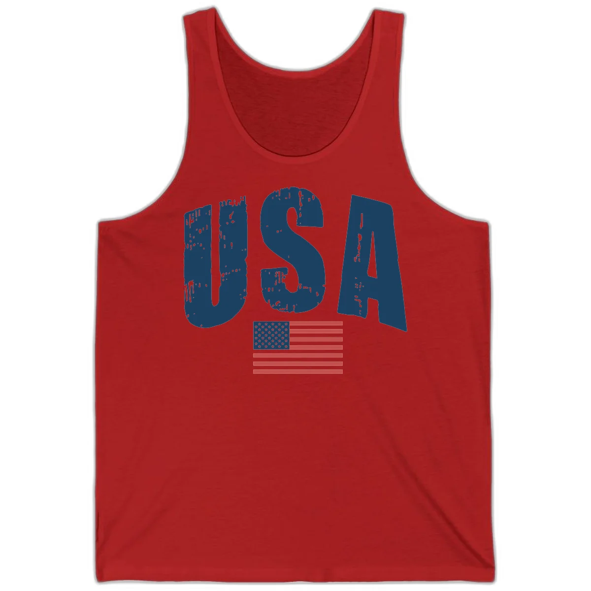 USA Patriotic Flag Distressed Tank in Red