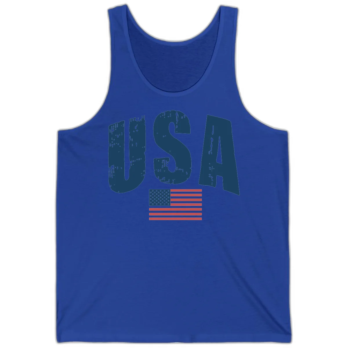 USA Patriotic Flag Distressed Tank in True Royal