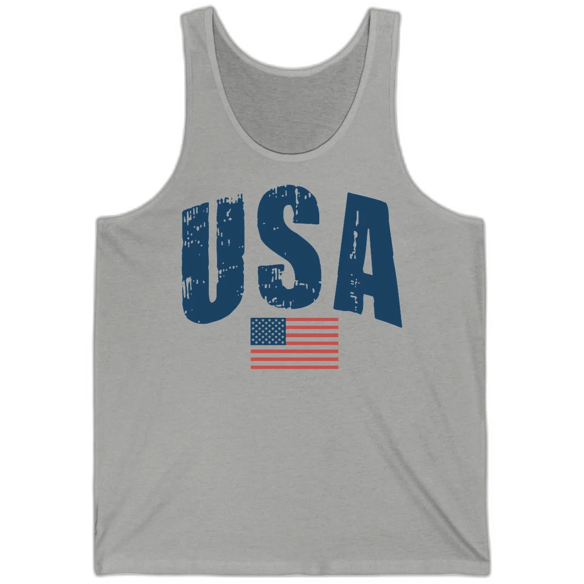 USA Patriotic Flag Distressed Tank in Athletic Heather