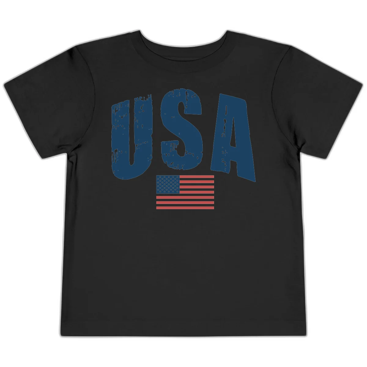 USA Patriotic Flag Distressed Toddler T-Shirt in Black