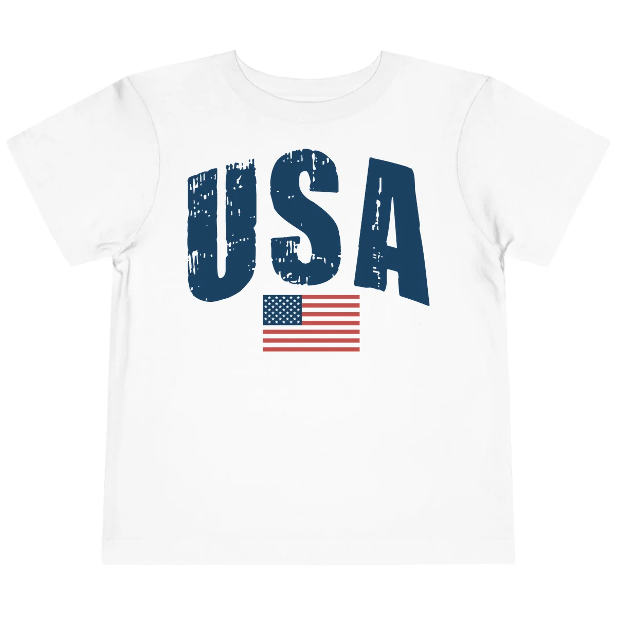 USA Patriotic Flag Distressed Toddler T-Shirt in White