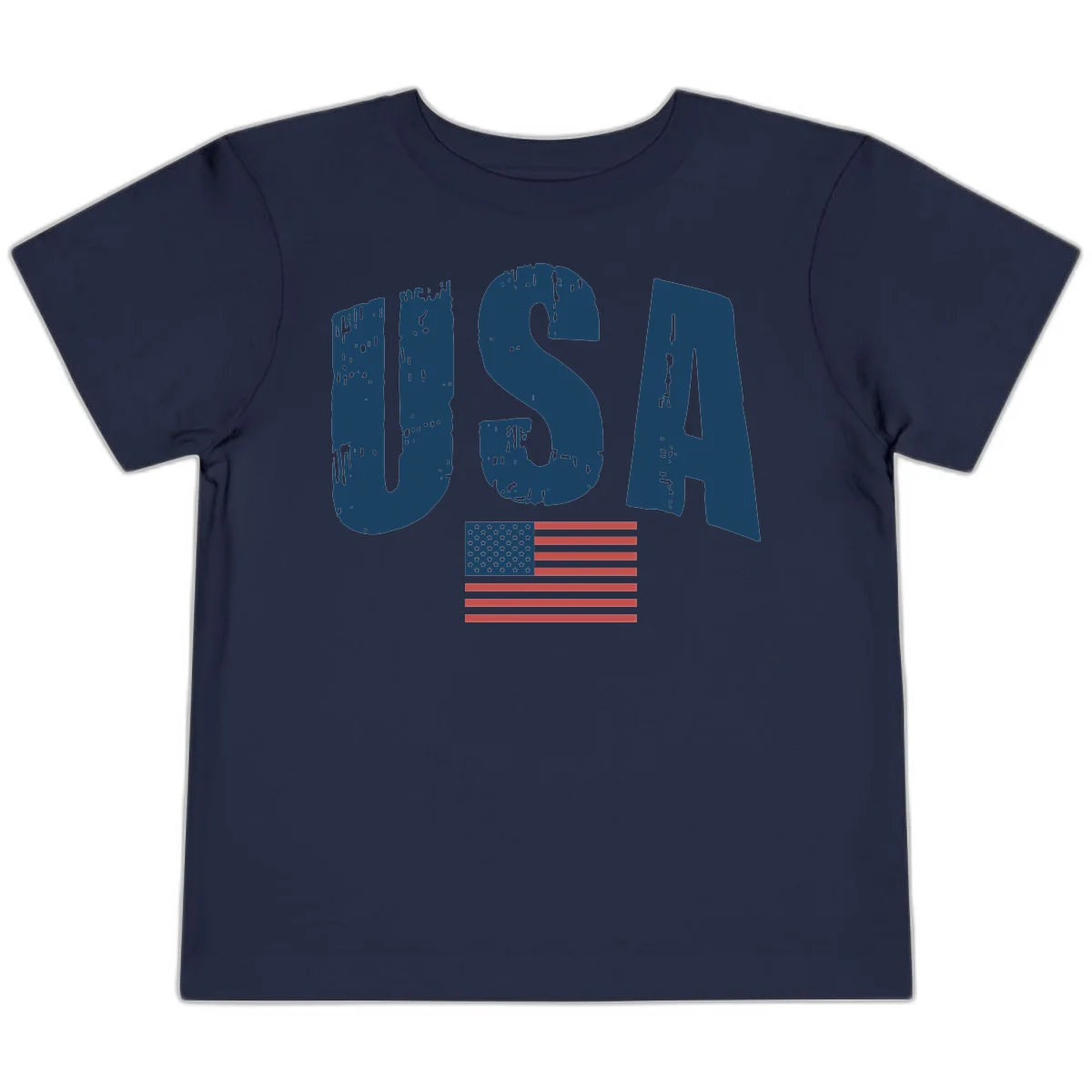 USA Patriotic Flag Distressed Toddler T-Shirt in Navy