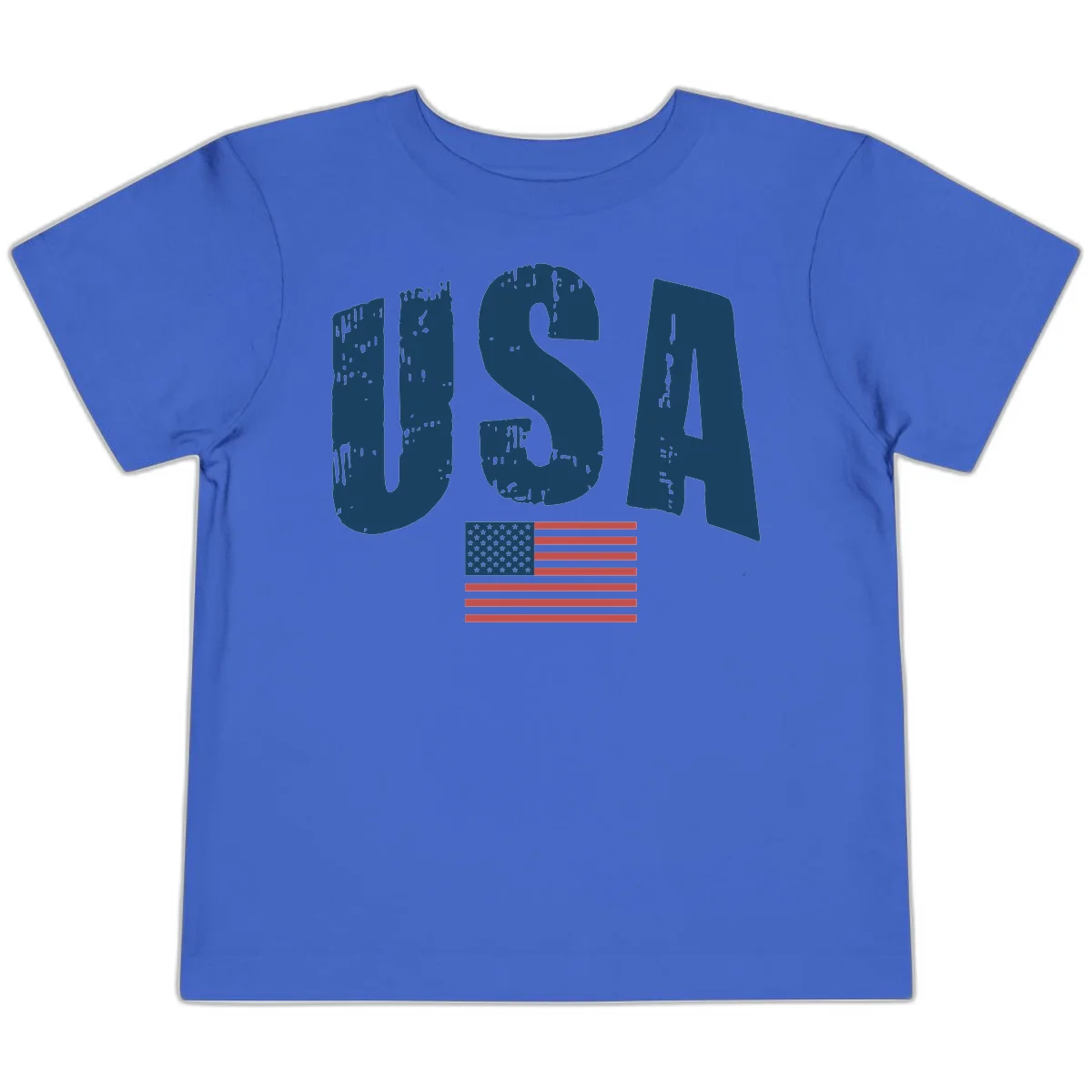 USA Patriotic Flag Distressed Toddler T-Shirt in True Royal