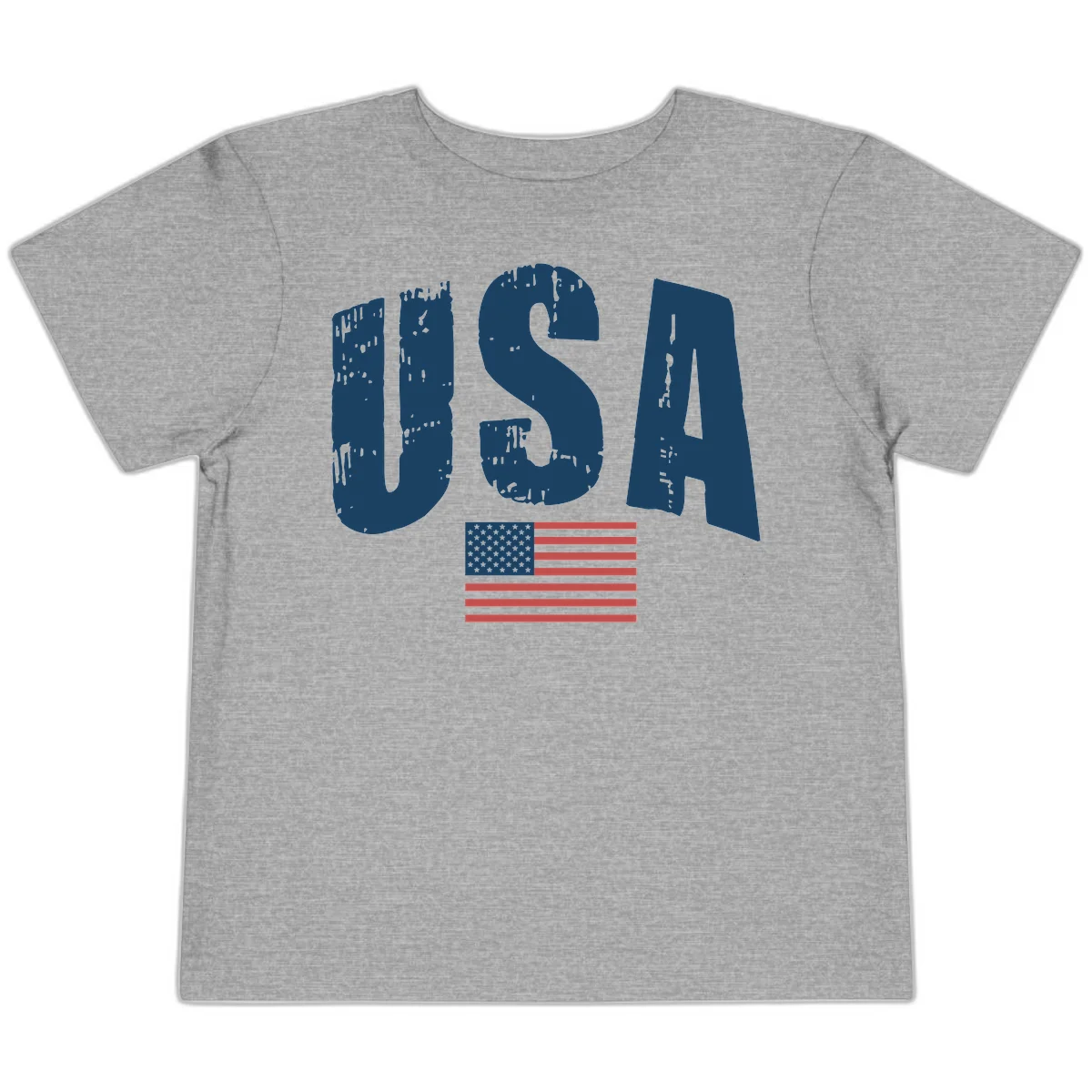 USA Patriotic Flag Distressed Toddler T-Shirt in Athletic Heather
