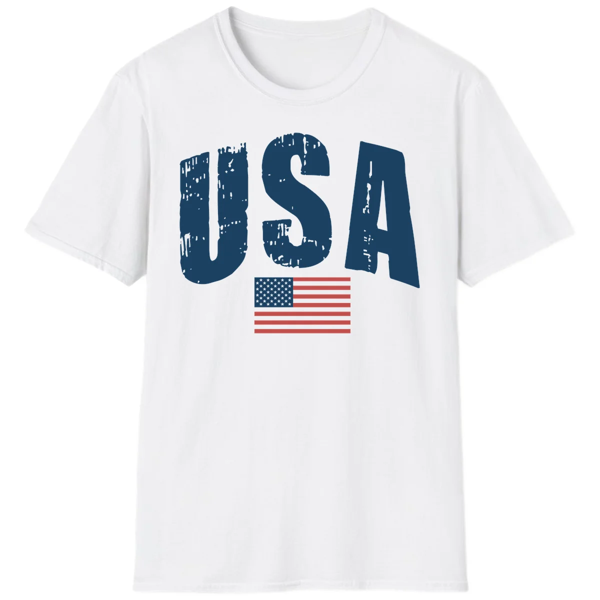 USA Patriotic Flag Distressed T-Shirt in White
