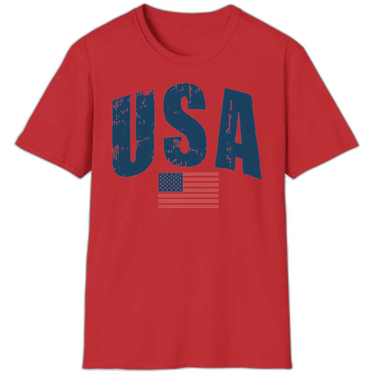 USA Patriotic Flag Distressed T-Shirt in Red