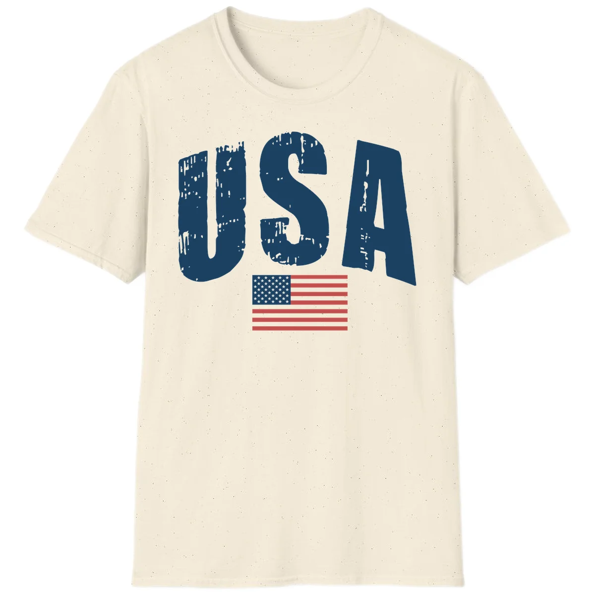 USA Patriotic Flag Distressed T-Shirt in Natural