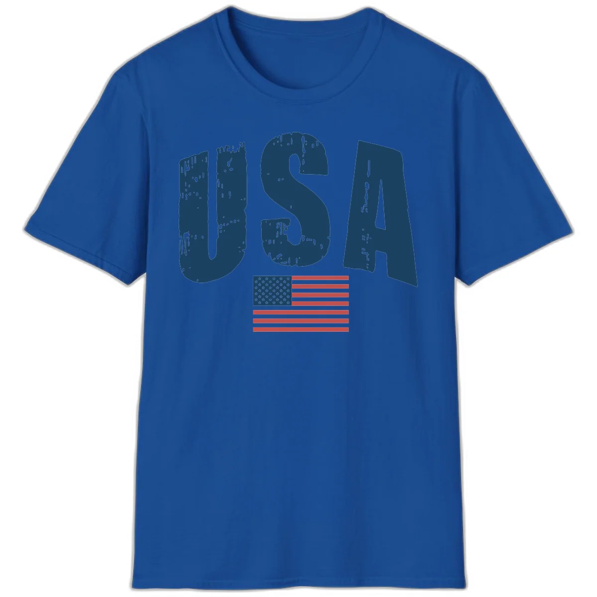 USA Patriotic Flag Distressed T-Shirt in Royal