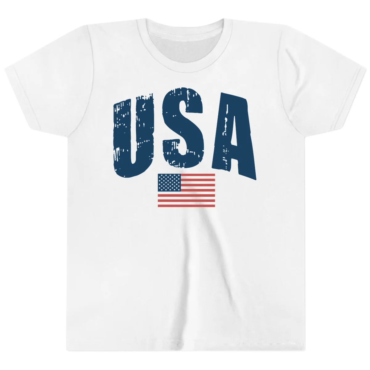 USA Patriotic Flag Distressed Youth T-Shirt in White