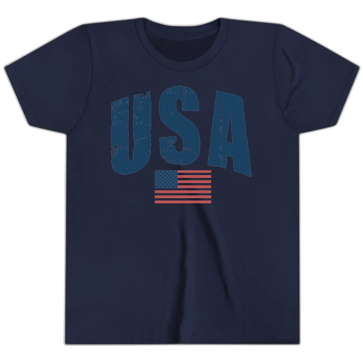 USA Patriotic Flag Distressed Youth T-Shirt in Navy