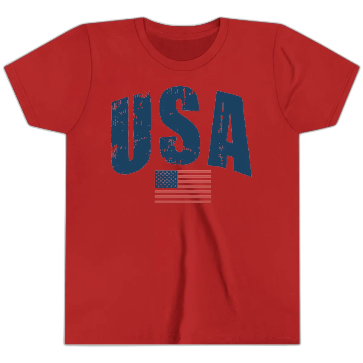 USA Patriotic Flag Distressed Youth T-Shirt in Red
