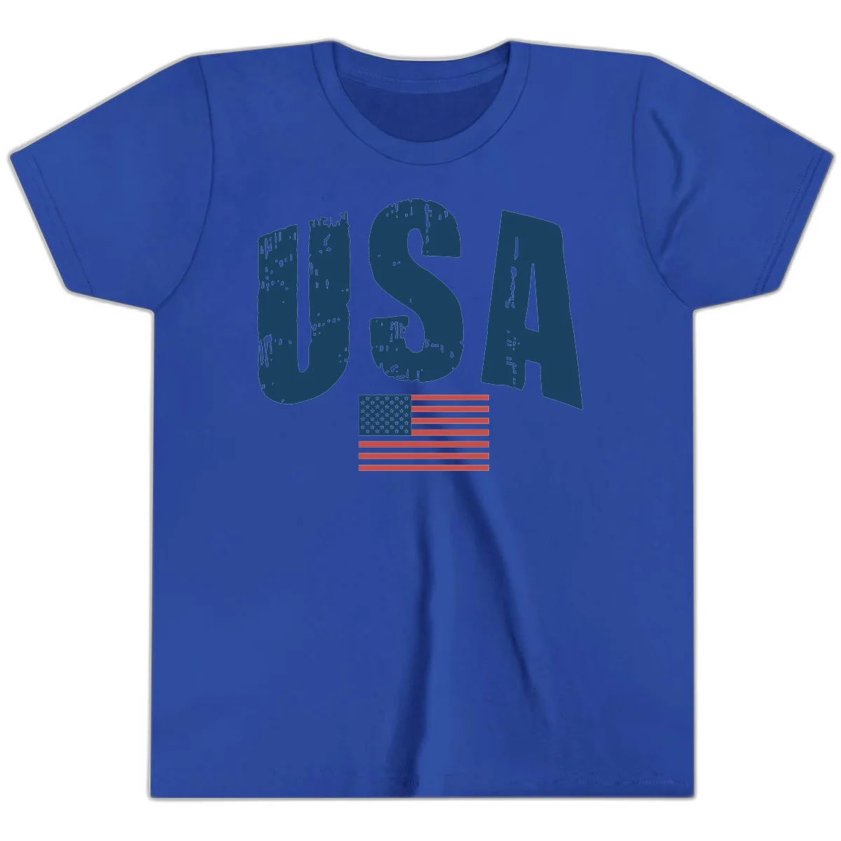 USA Patriotic Flag Distressed Youth T-Shirt in True Royal