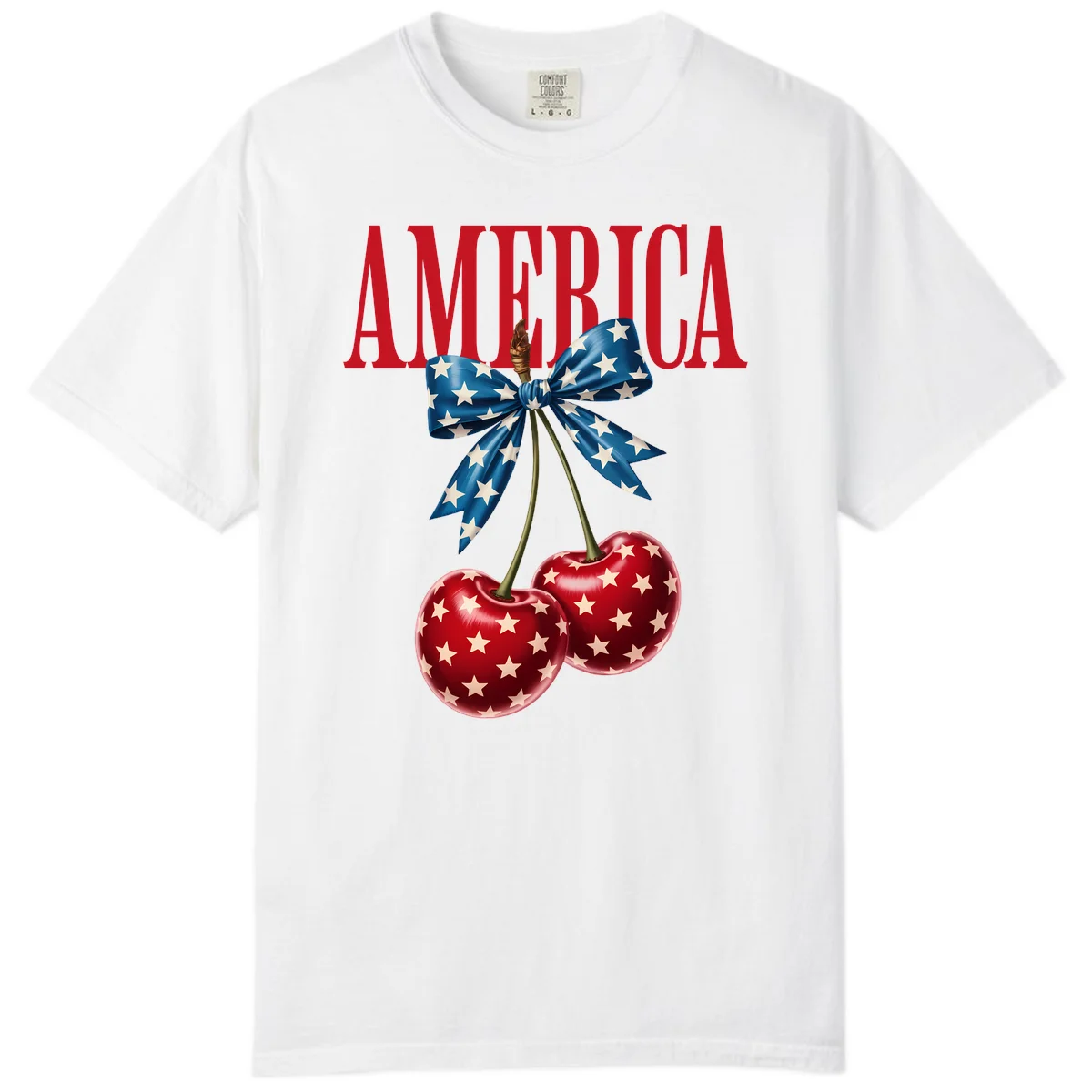America Patriotic Cherries Comfort Color in White