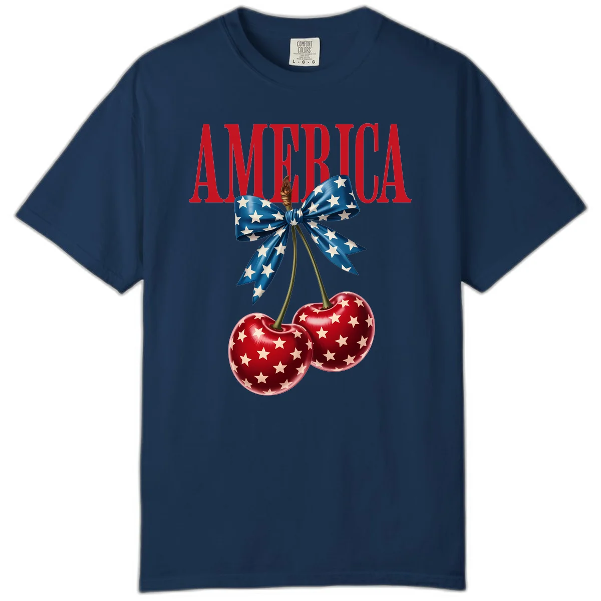 America Patriotic Cherries Comfort Color in Navy