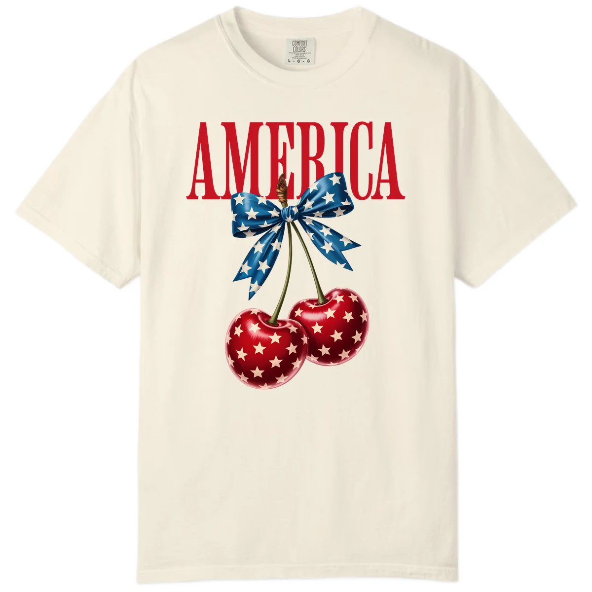 America Patriotic Cherries Comfort Color in Ivory