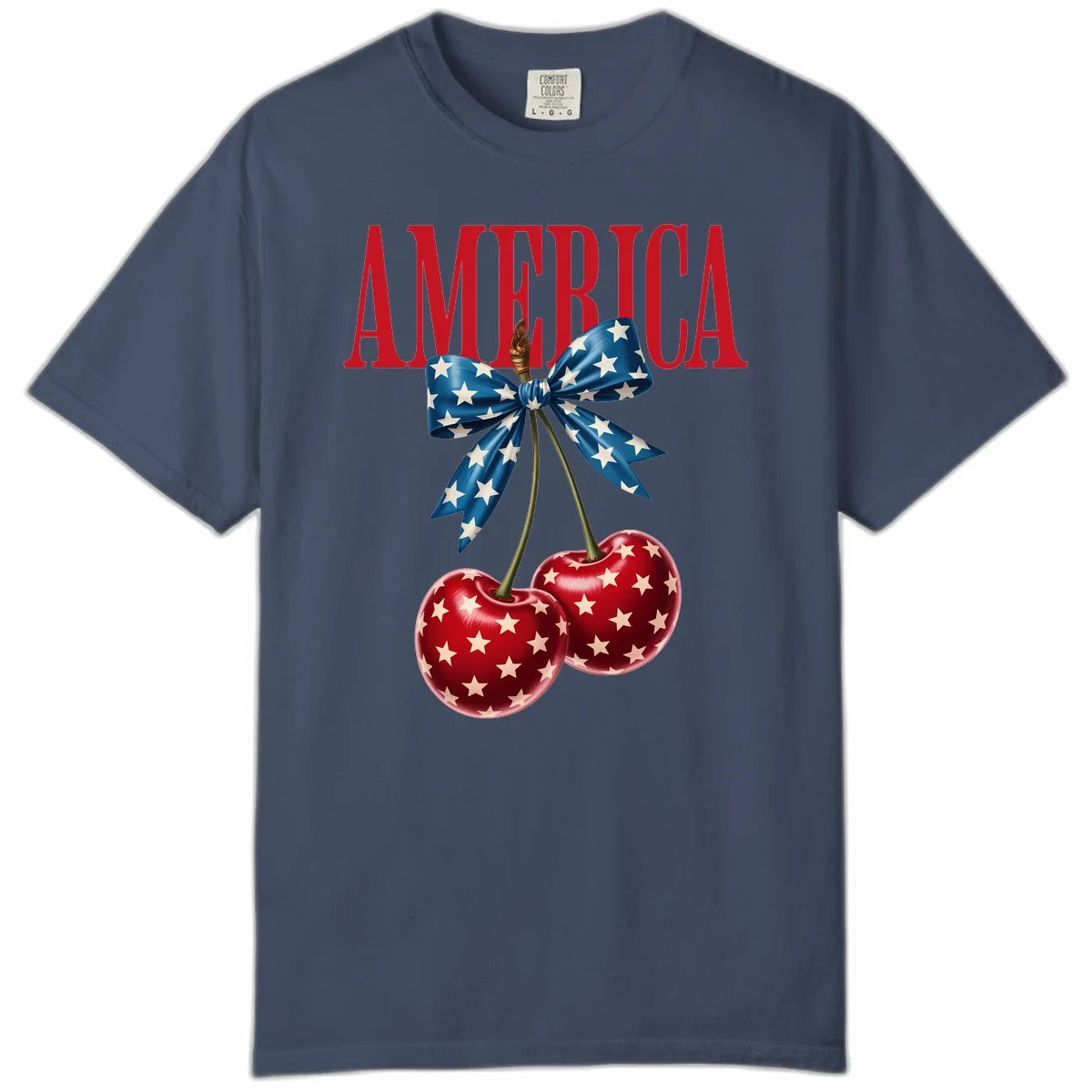 America Patriotic Cherries Comfort Color in Midnight
