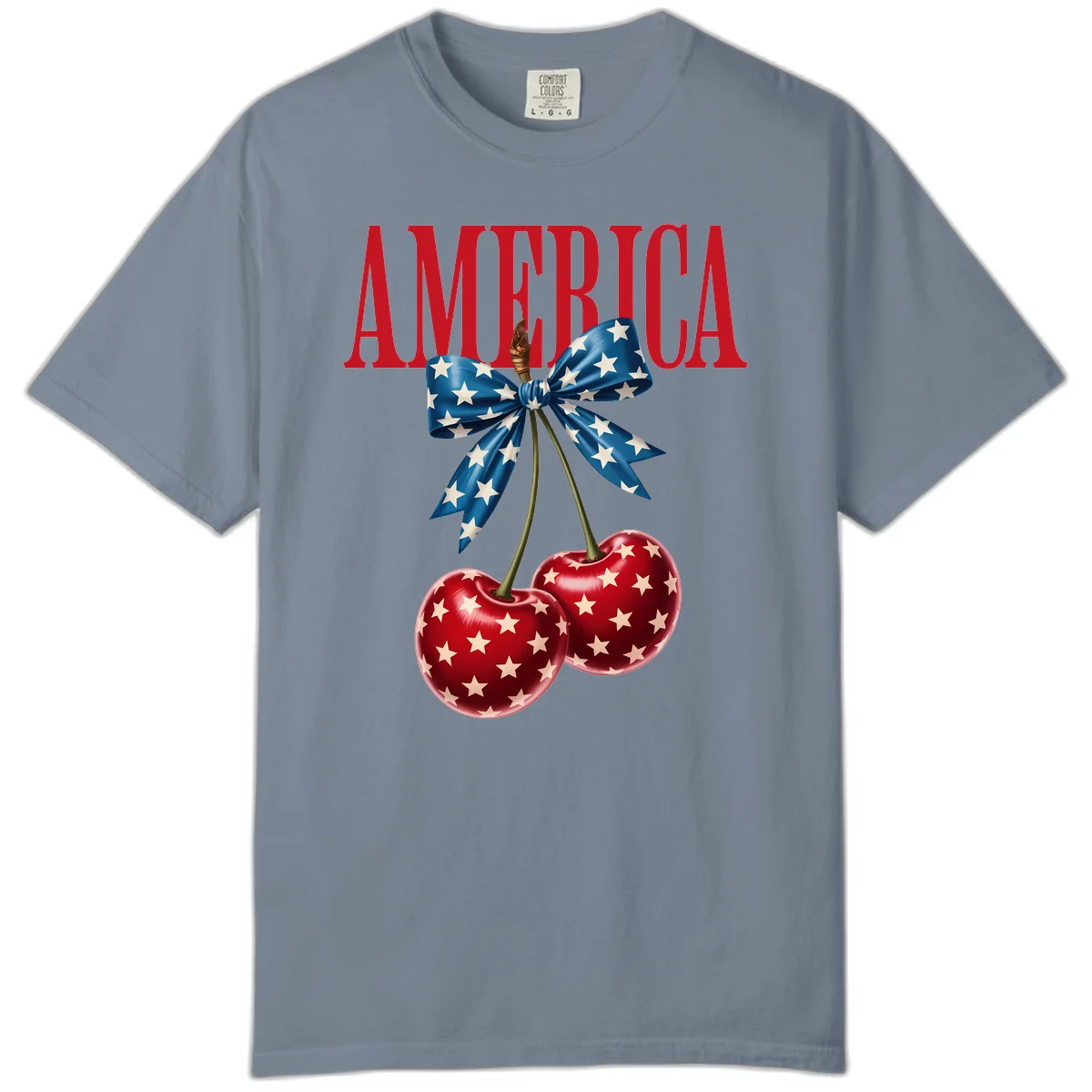 America Patriotic Cherries Comfort Color in Blue Jean