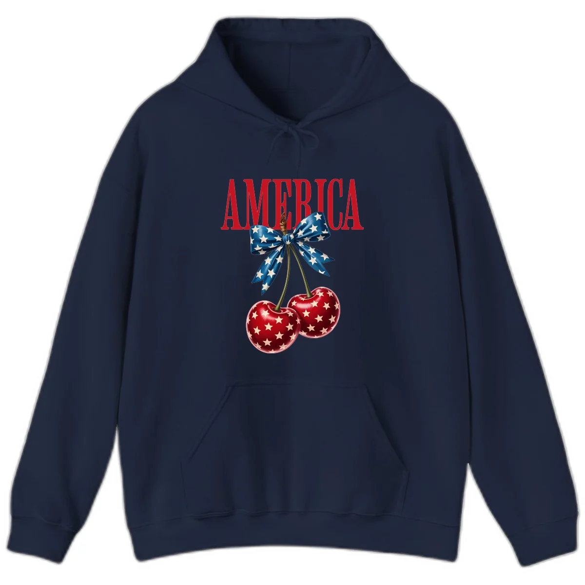 America Patriotic Cherries Hoodie in Navy