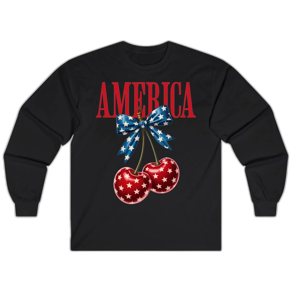 America Patriotic Cherries Long Sleeve in Black
