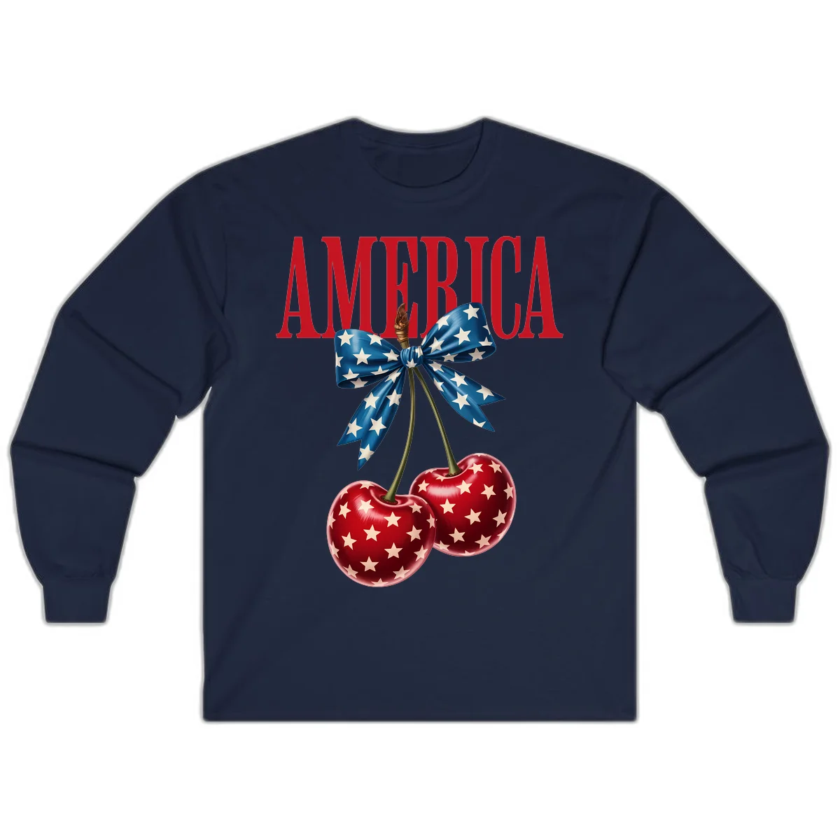 America Patriotic Cherries Long Sleeve in Navy