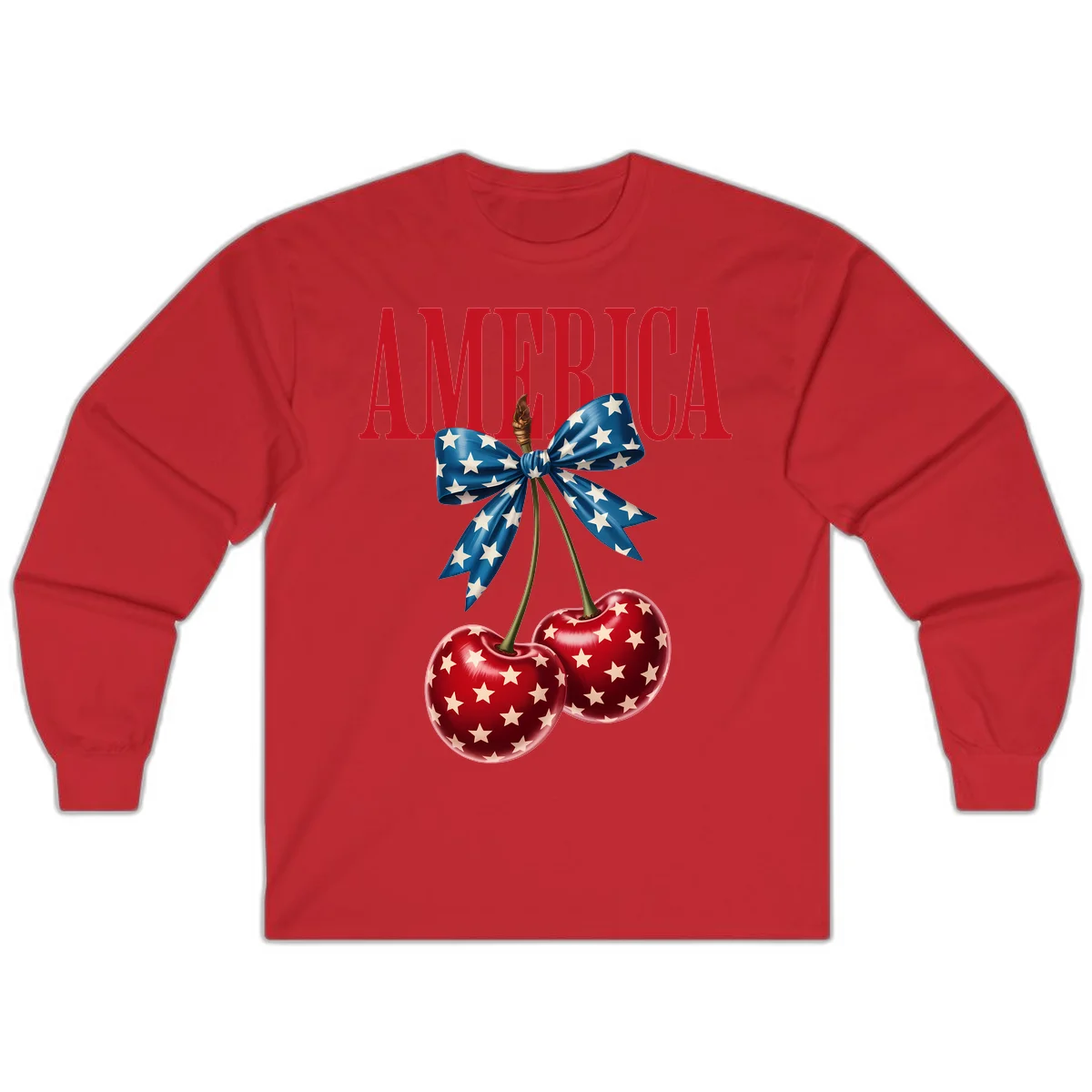 America Patriotic Cherries Long Sleeve in Red