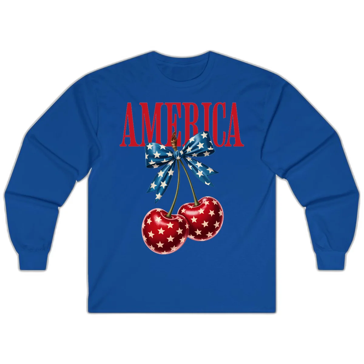 America Patriotic Cherries Long Sleeve in Royal