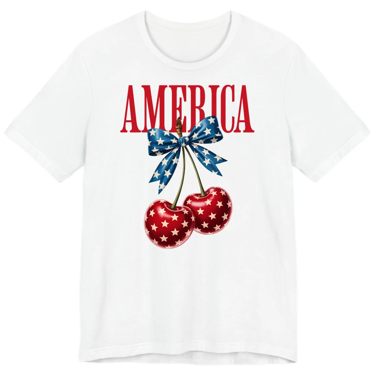 America Patriotic Cherries Premium T-Shirt in White
