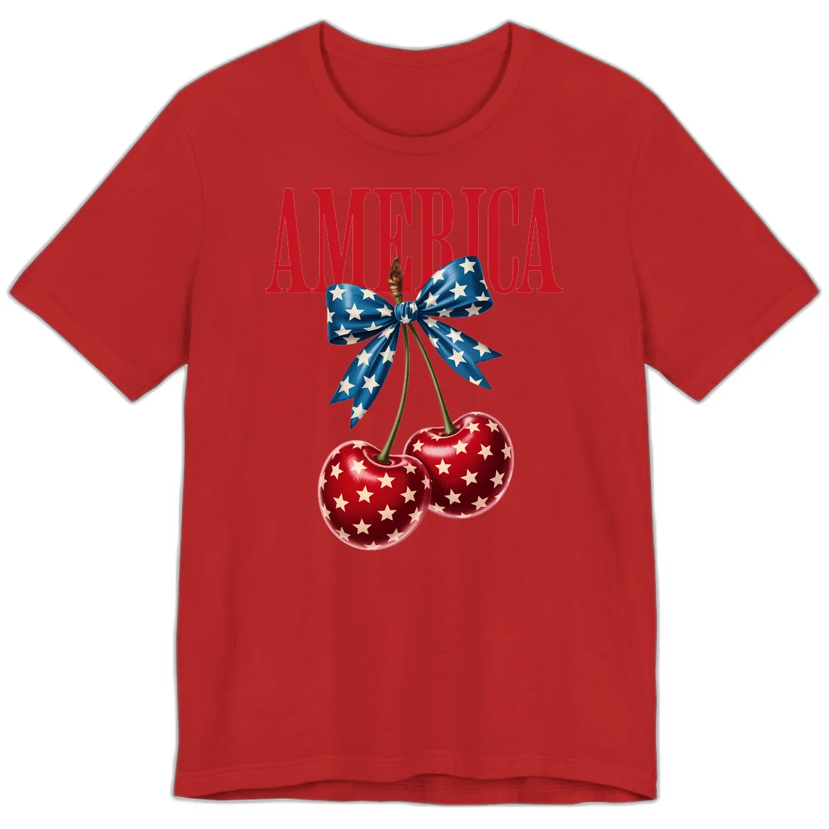 America Patriotic Cherries Premium T-Shirt in Red