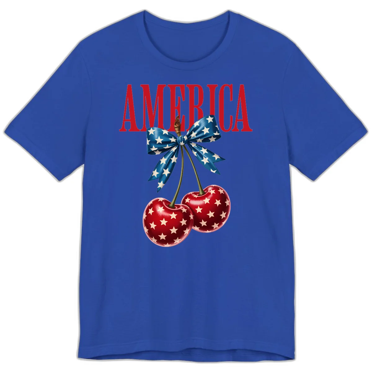 America Patriotic Cherries Premium T-Shirt in True Royal