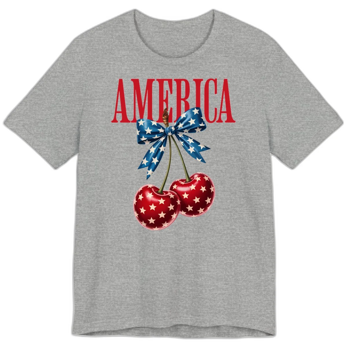 America Patriotic Cherries Premium T-Shirt in Athletic Heather