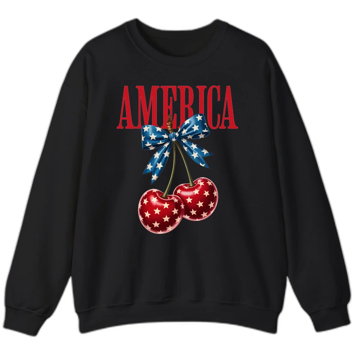 America Patriotic Cherries Sweatshirt in Black