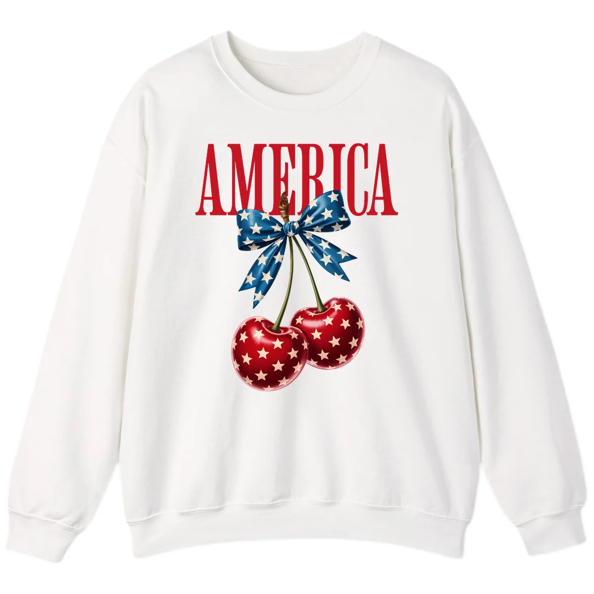 America Patriotic Cherries Sweatshirt in White