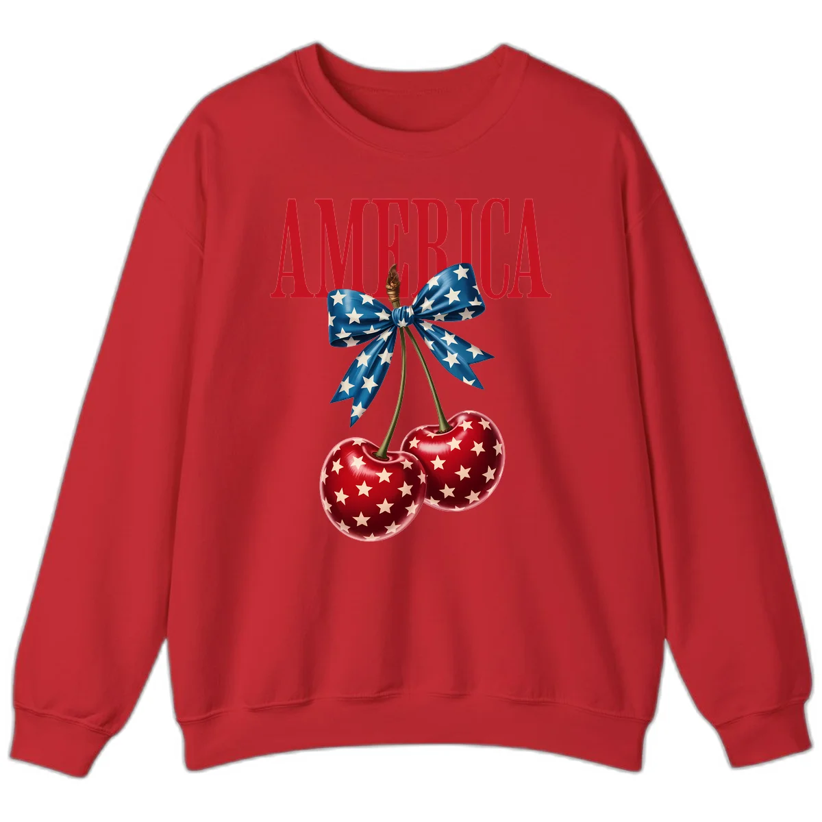 America Patriotic Cherries Sweatshirt in Red
