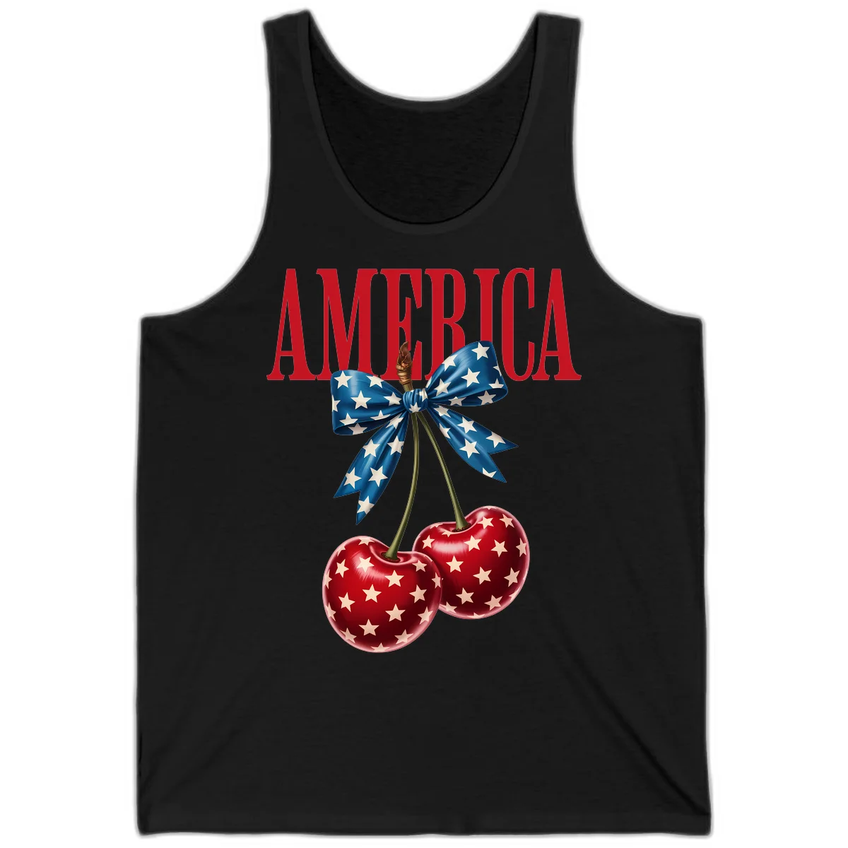America Patriotic Cherries Tank in Black
