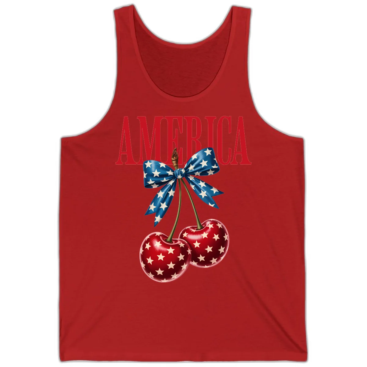America Patriotic Cherries Tank in Red