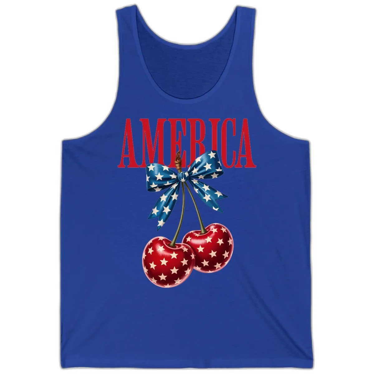 America Patriotic Cherries Tank in True Royal