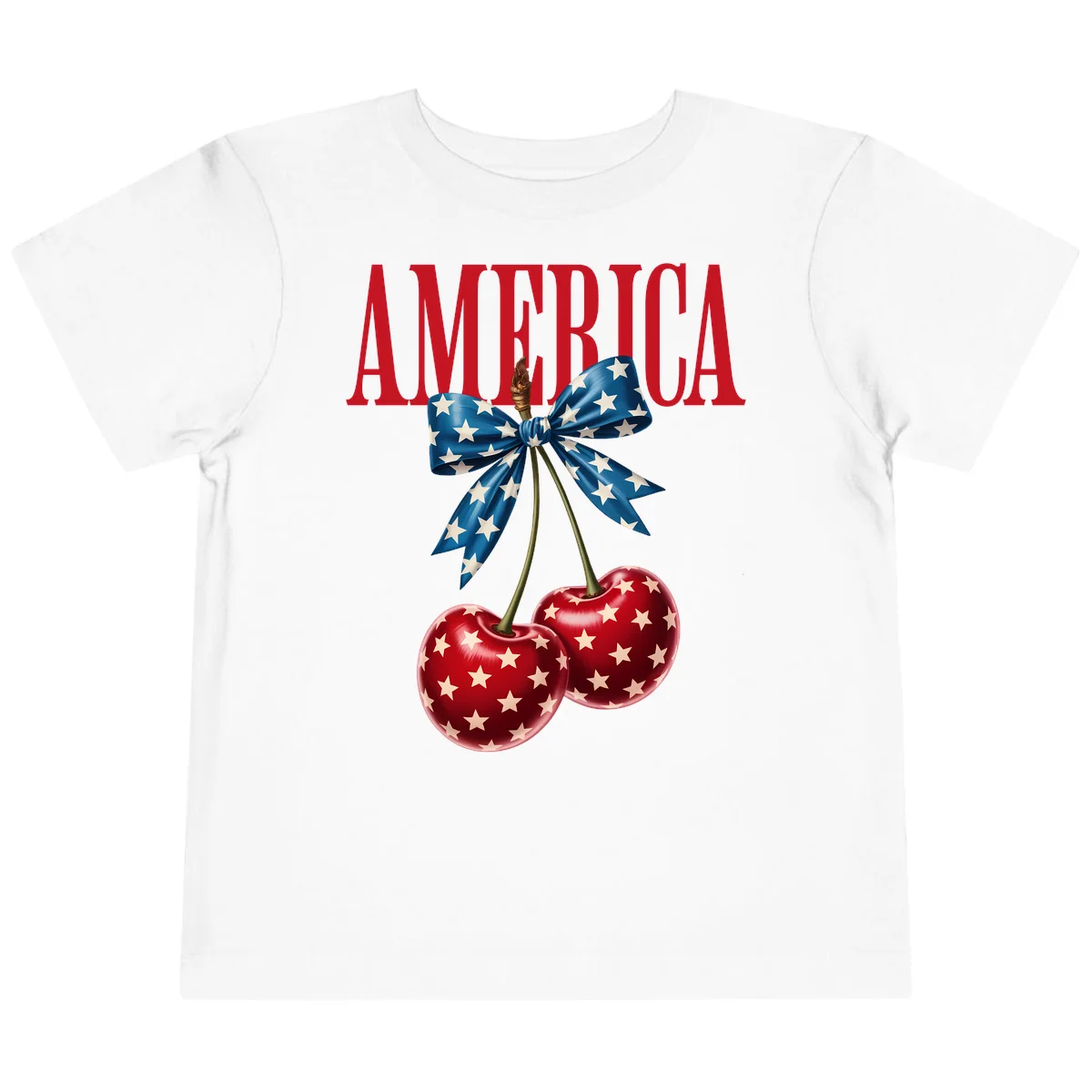 America Patriotic Cherries Toddler T-Shirt in White