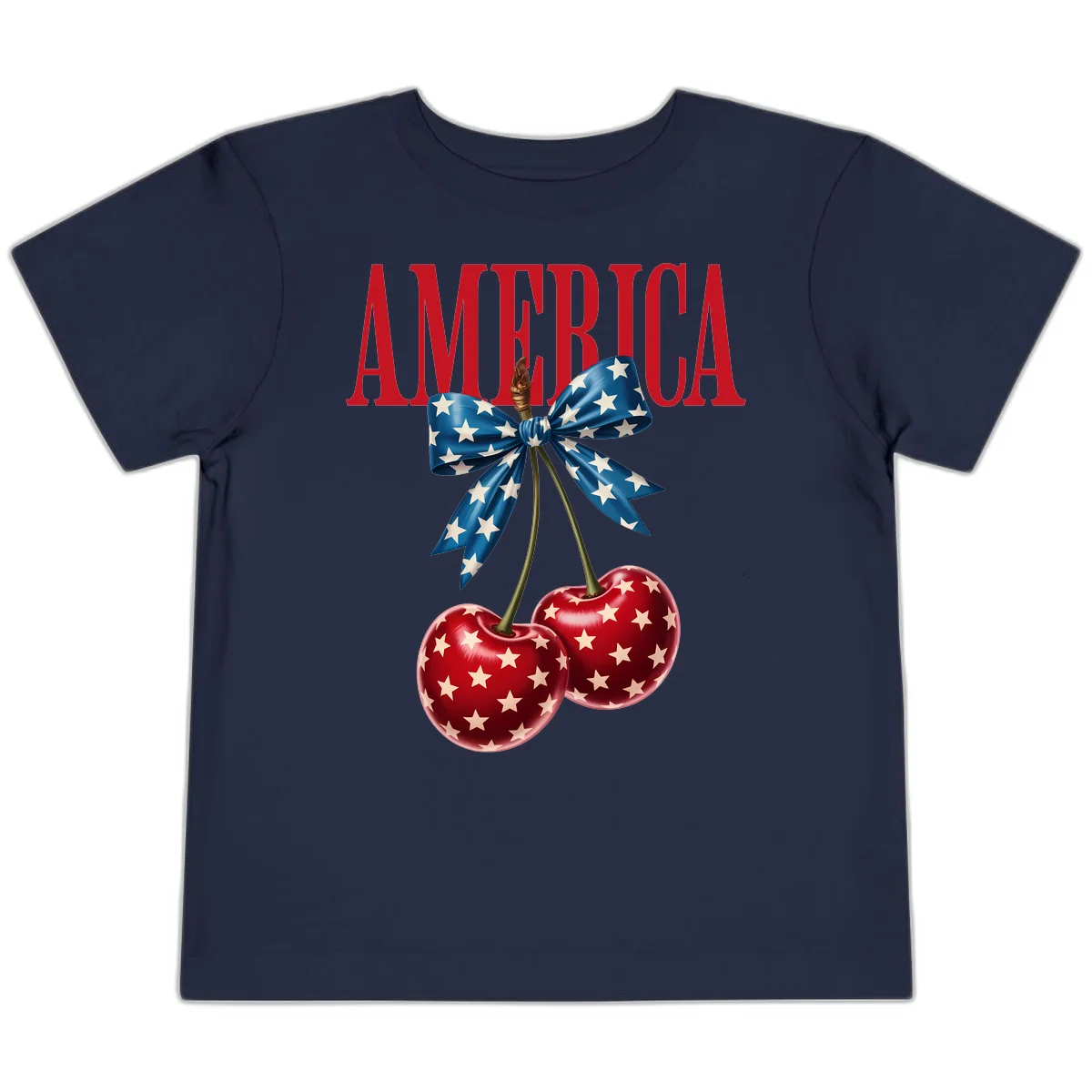 America Patriotic Cherries Toddler T-Shirt in Navy