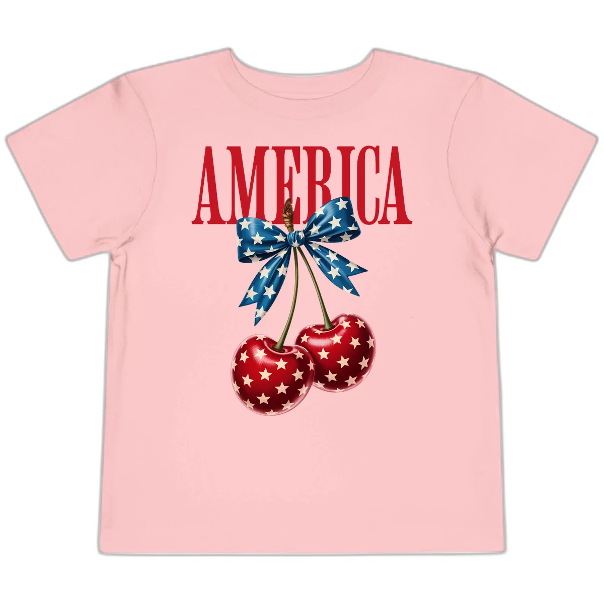 America Patriotic Cherries Toddler T-Shirt in Pink