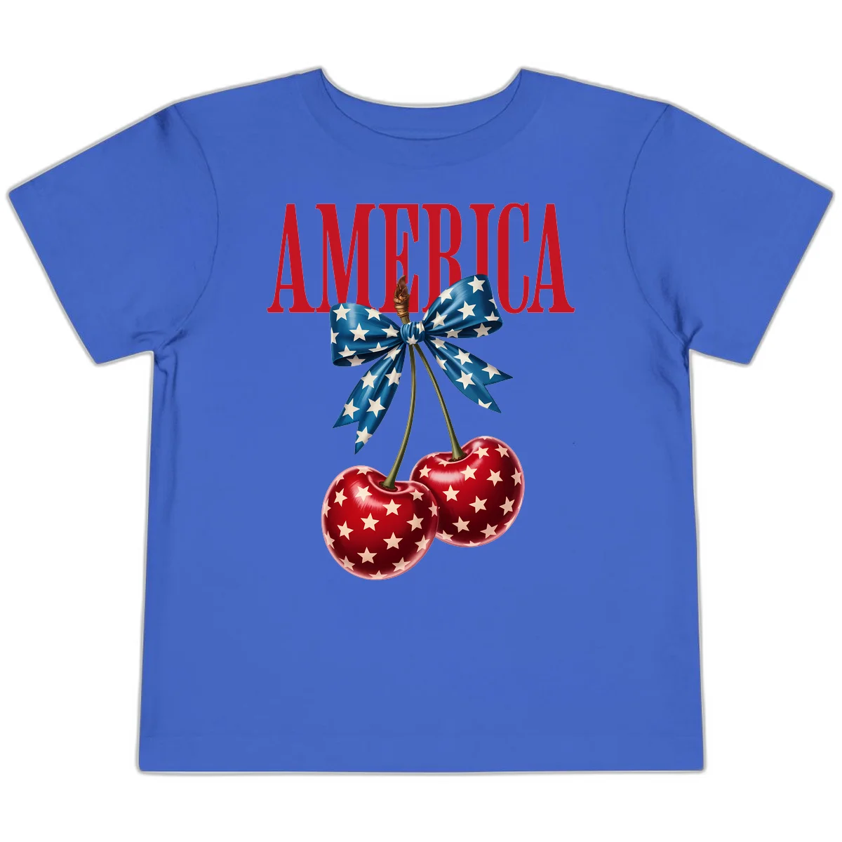 America Patriotic Cherries Toddler T-Shirt in True Royal