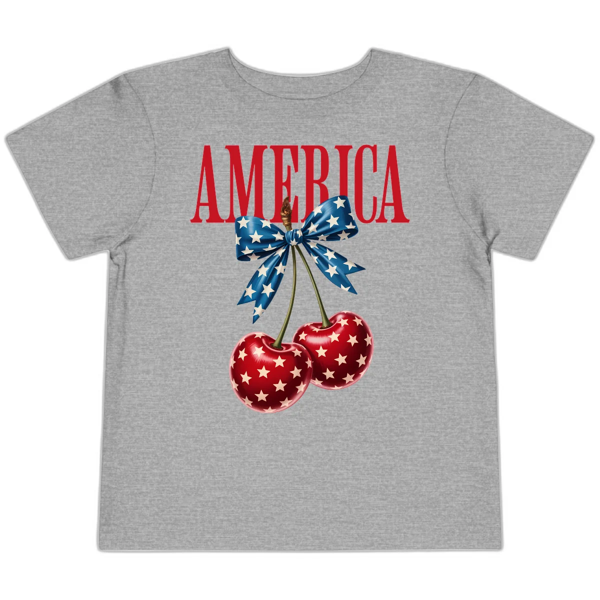 America Patriotic Cherries Toddler T-Shirt in Athletic Heather