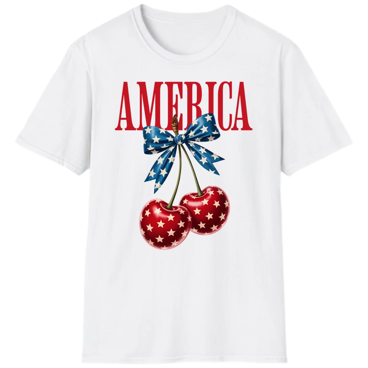 America Patriotic Cherries T-Shirt in White