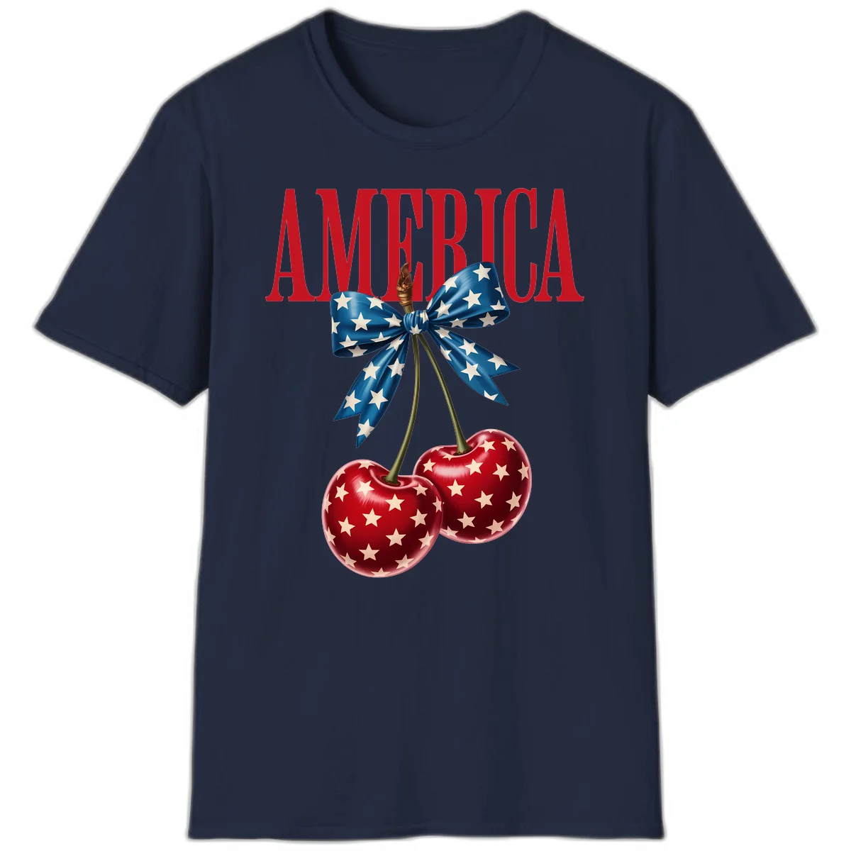 America Patriotic Cherries T-Shirt in Navy