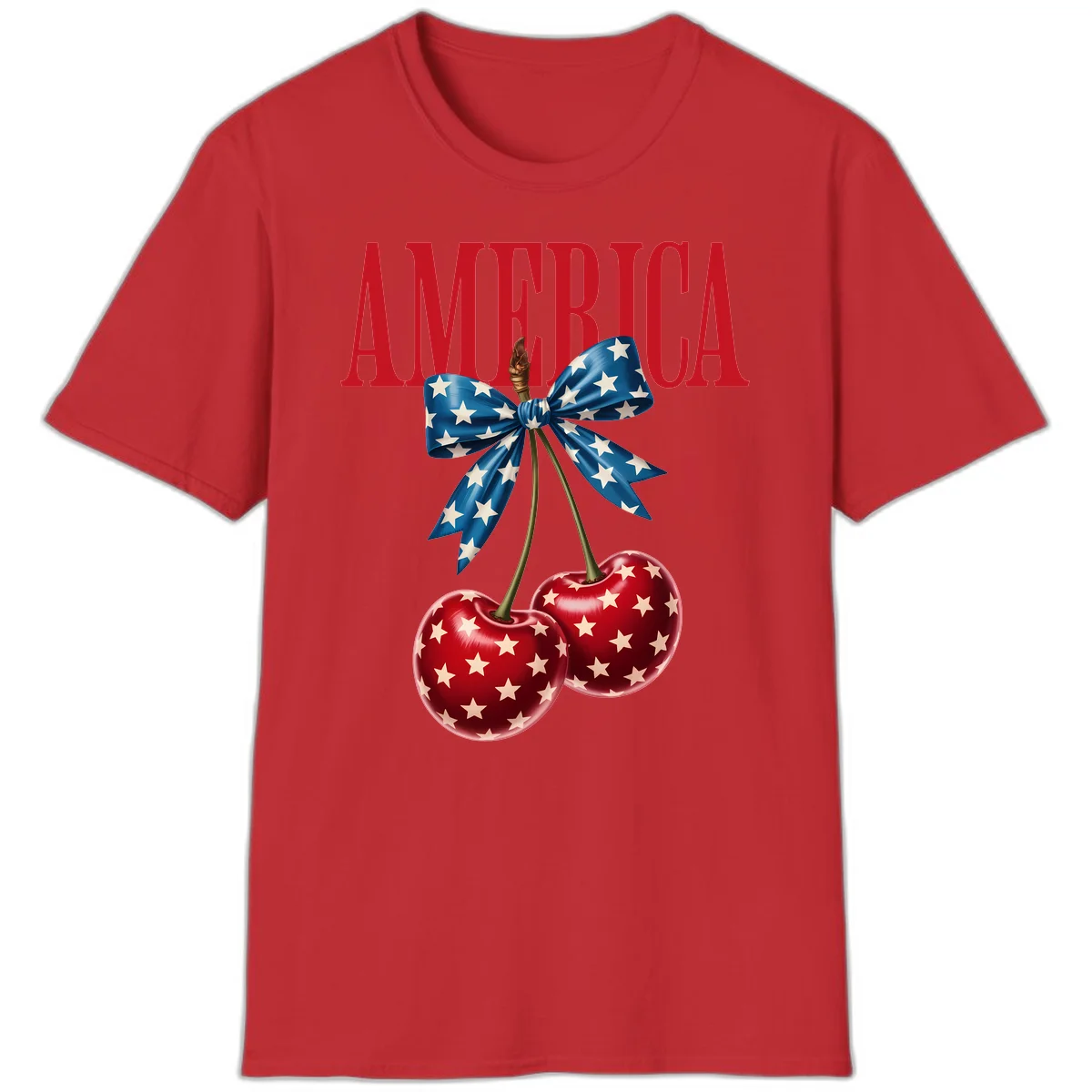 America Patriotic Cherries T-Shirt in Red