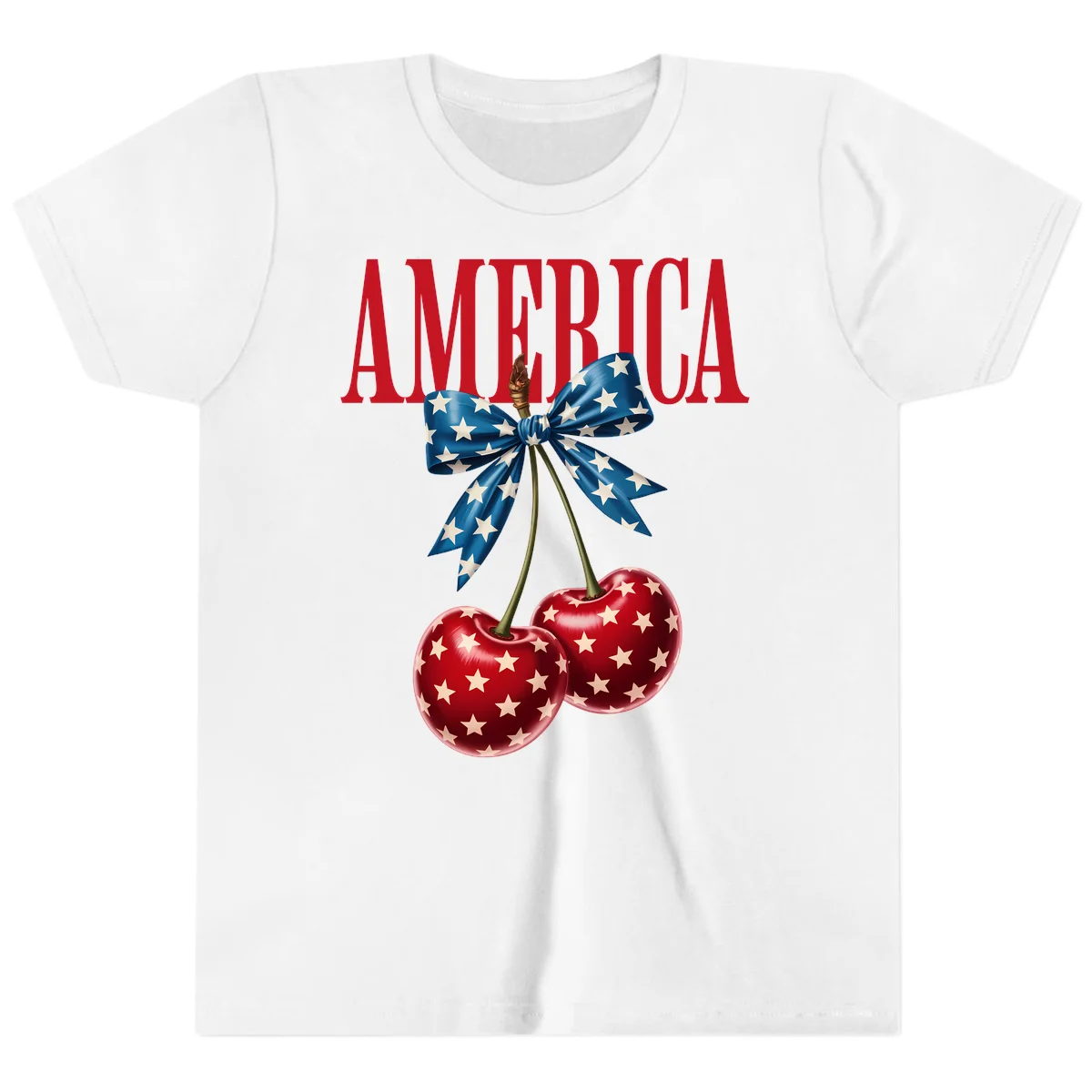 America Patriotic Cherries Youth T-Shirt in White