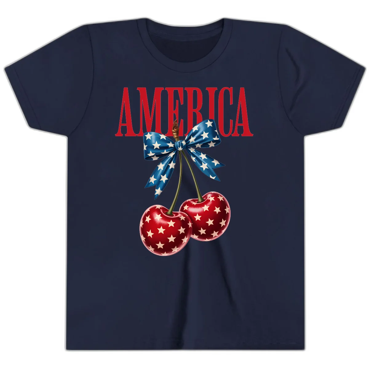 America Patriotic Cherries Youth T-Shirt in Navy